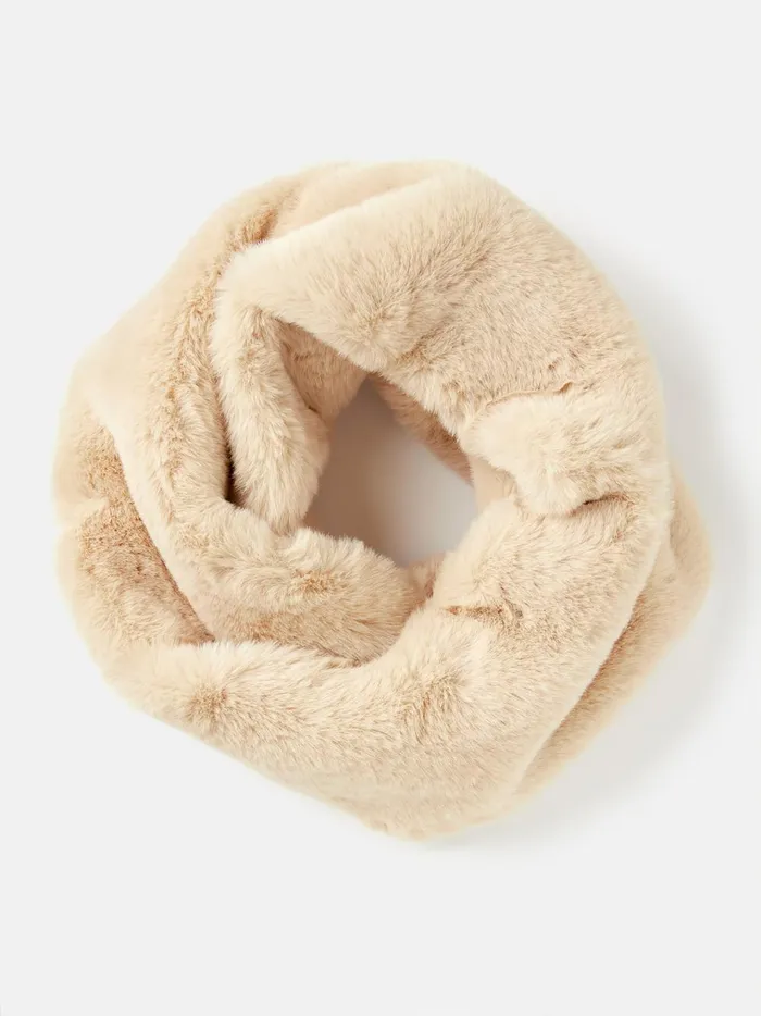 Joules Scarves Women Oatmeal Faux Fur Snood Scarf