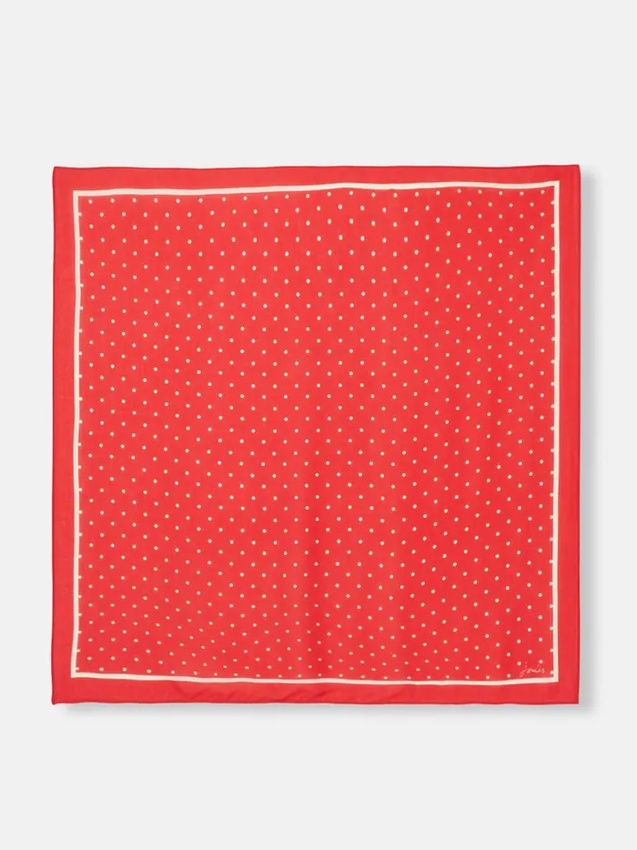 Joules Scarves Women Red Polka Dot Square Lightweight Neck Scarf