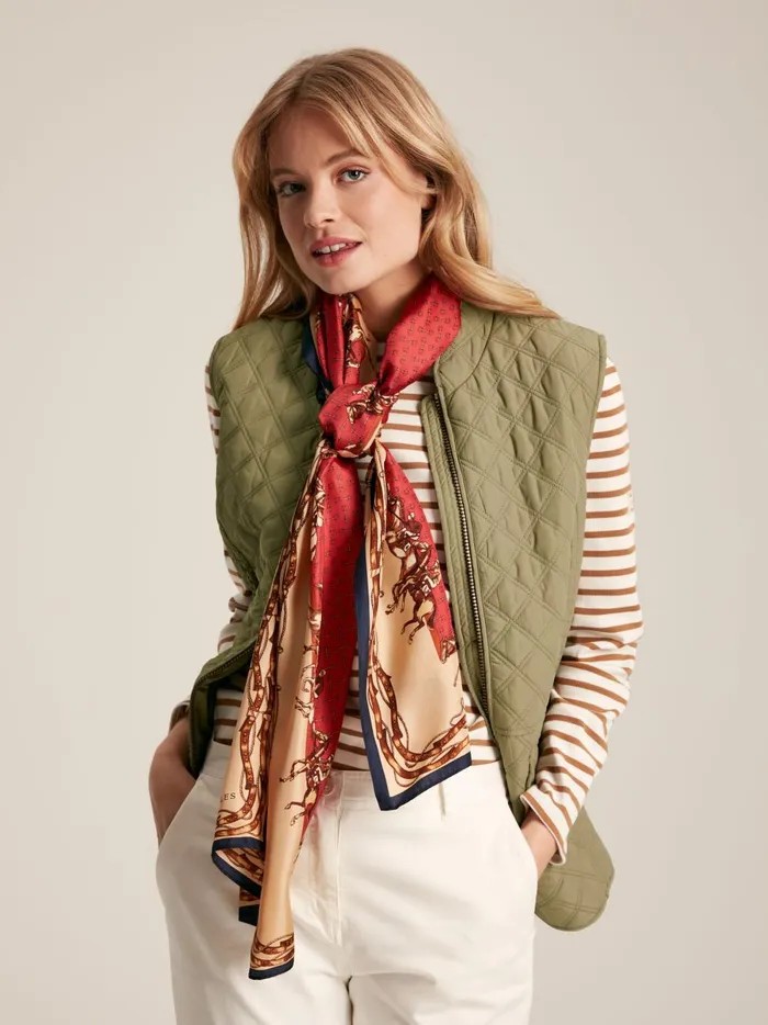 Joules Scarves Women Red Printed Long Silk Scarf