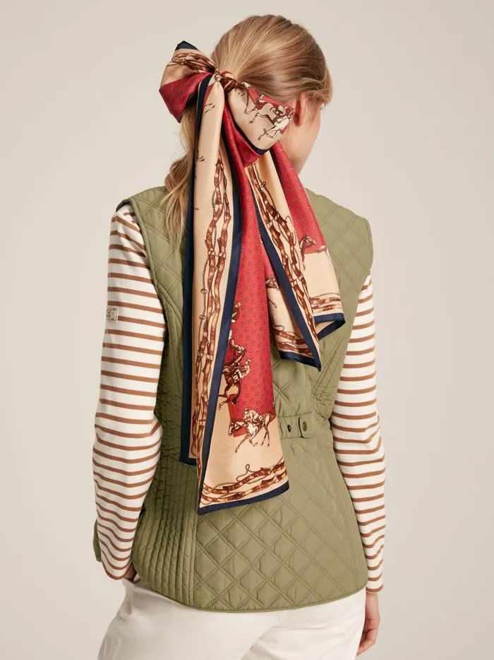 Joules Scarves Women Red Printed Long Silk Scarf