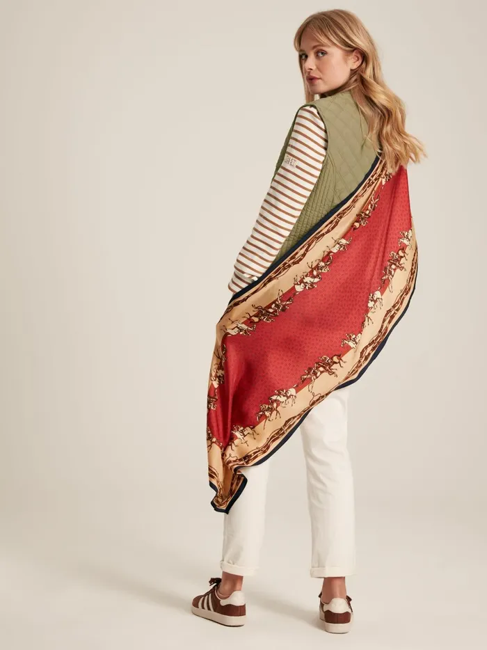 Joules Scarves Women Red Printed Long Silk Scarf