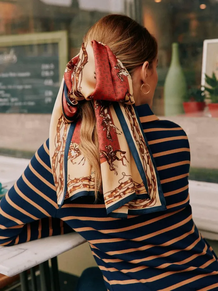 Joules Scarves Women Red Printed Long Silk Scarf