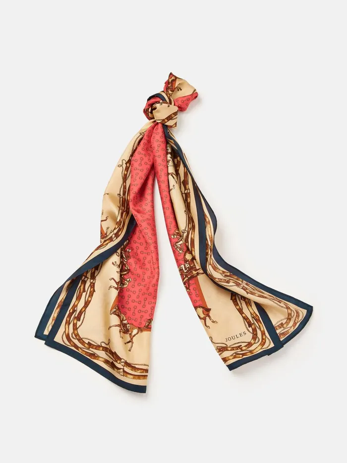 Joules Scarves Women Red Printed Long Silk Scarf