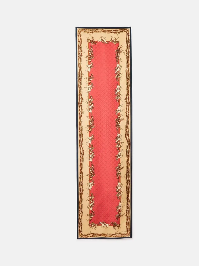 Joules Scarves Women Red Printed Long Silk Scarf