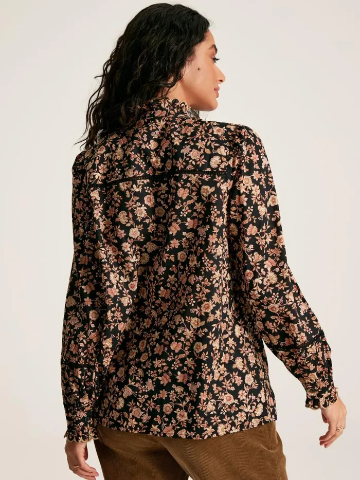 Joules Shirts and Blouses Women BlackCream Scallop Collar Floral Blouse