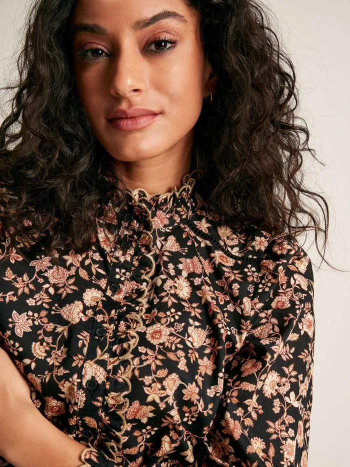 Joules Shirts and Blouses Women BlackCream Scallop Collar Floral Blouse