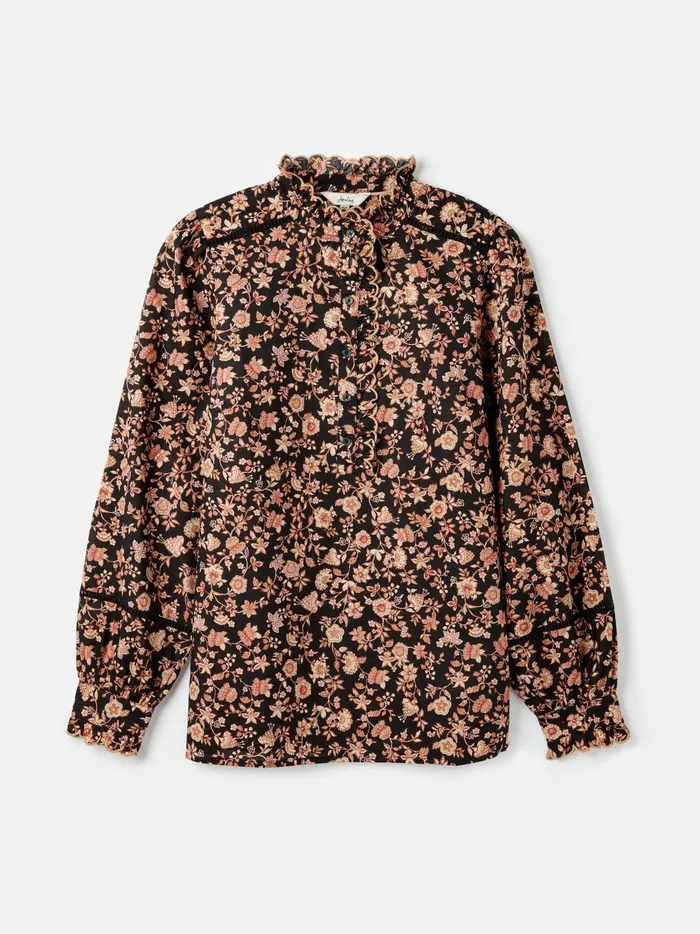Joules Shirts and Blouses Women BlackCream Scallop Collar Floral Blouse