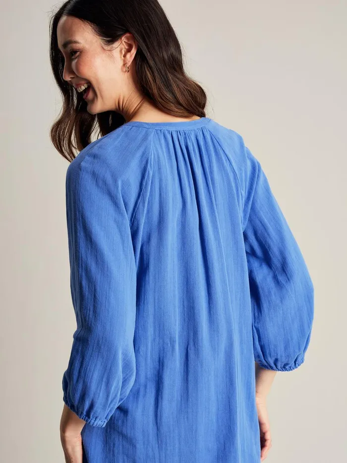 Joules Shirts and Blouses Women Blue Button Through Blouse