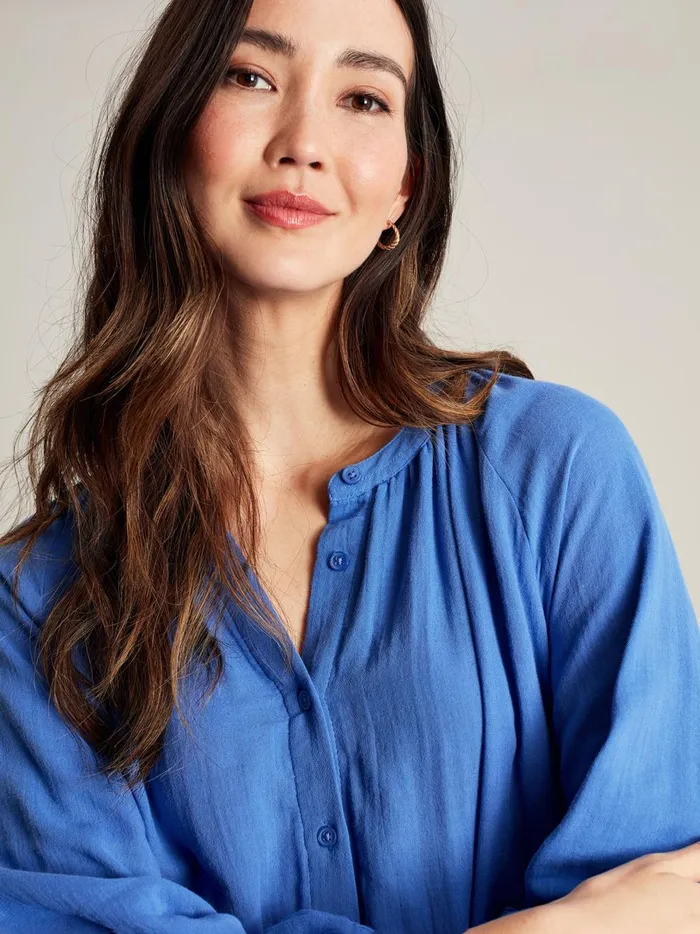 Joules Shirts and Blouses Women Blue Button Through Blouse