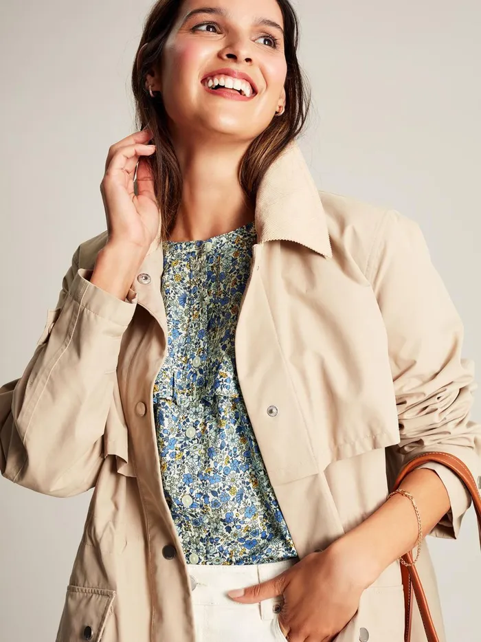 Joules Shirts and Blouses Women Blue Ditsy Blouse With Frilled Bib