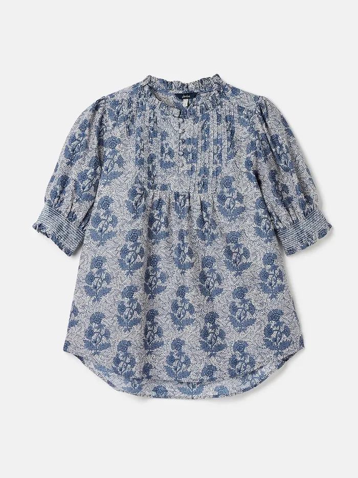 Joules Shirts and Blouses Women Blue Pleated Bib Blouse
