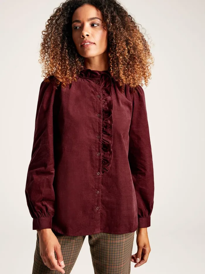 Joules Shirts and Blouses Women Burgundy Red Cord Blouse