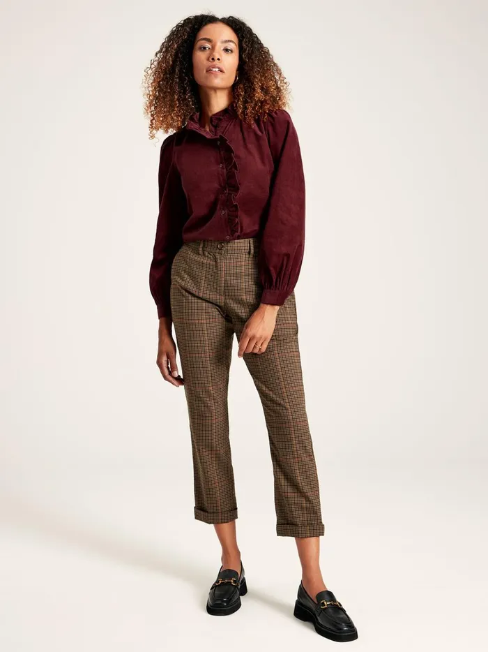 Joules Shirts and Blouses Women Burgundy Red Cord Blouse