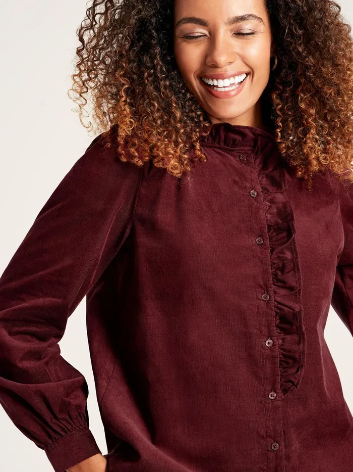 Joules Shirts and Blouses Women Burgundy Red Cord Blouse