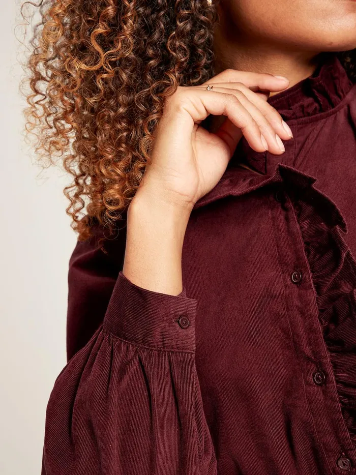 Joules Shirts and Blouses Women Burgundy Red Cord Blouse