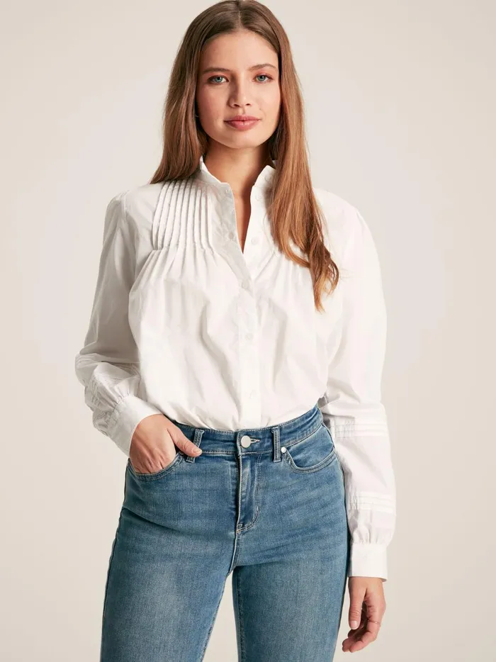 Joules Shirts and Blouses Women Chalk White Pleated Blouse