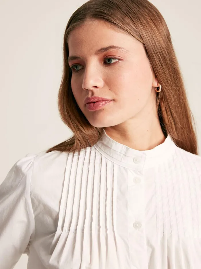 Joules Shirts and Blouses Women Chalk White Pleated Blouse