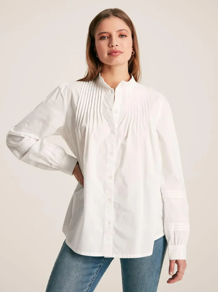 Joules Shirts and Blouses Women Chalk White Pleated Blouse