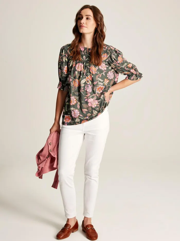 Joules Shirts and Blouses Women Grey Curved Yoke Blouse
