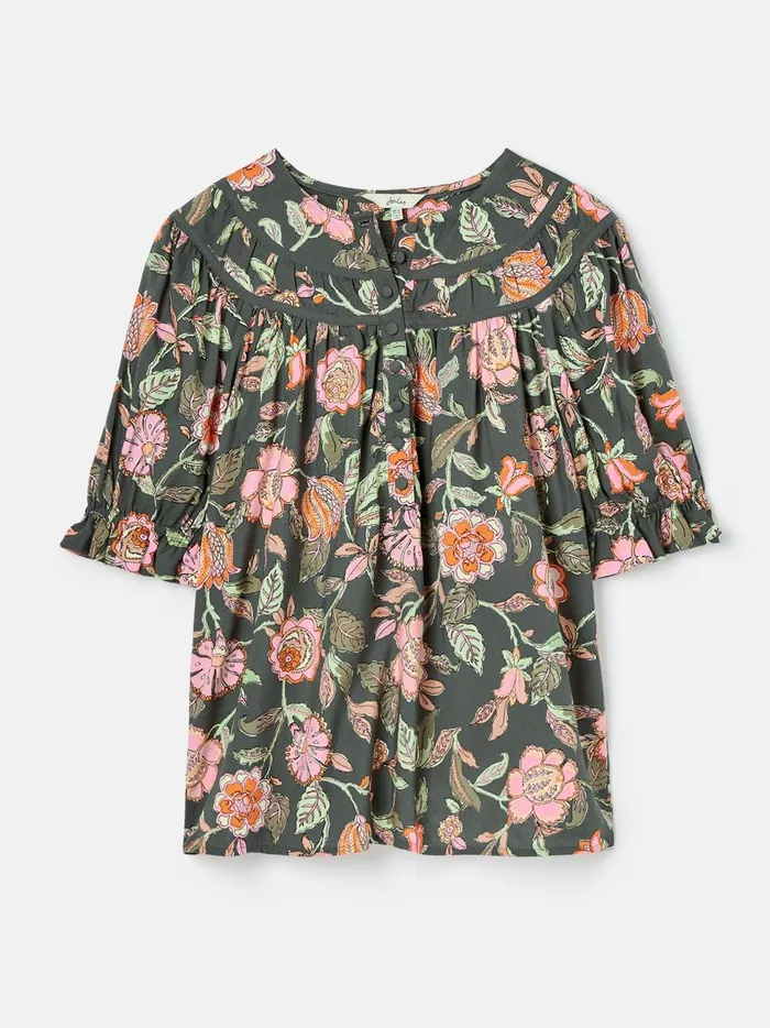 Joules Shirts and Blouses Women Grey Curved Yoke Blouse
