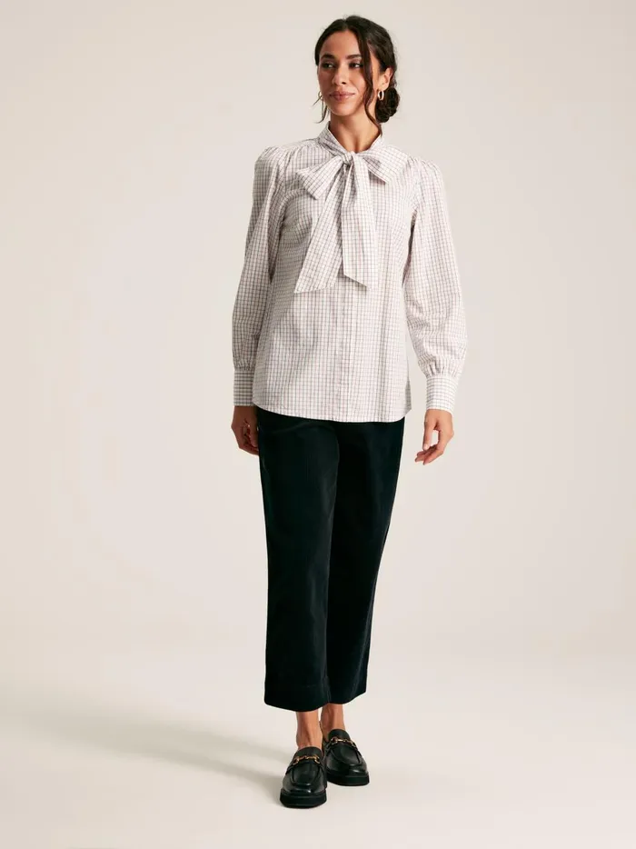 Joules Shirts and Blouses Women Multi Check Tie Neck Blouse
