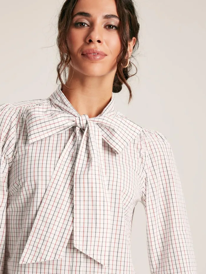 Joules Shirts and Blouses Women Multi Check Tie Neck Blouse