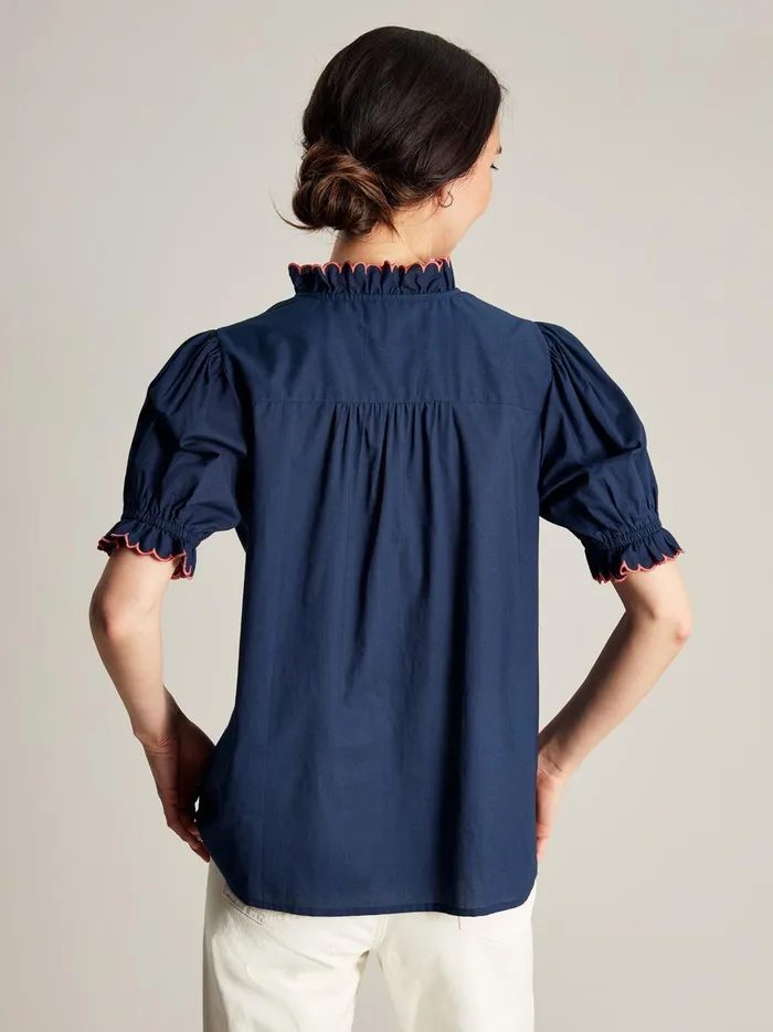 Joules Shirts and Blouses Women Navy Blue Scalloped Edge Blouse