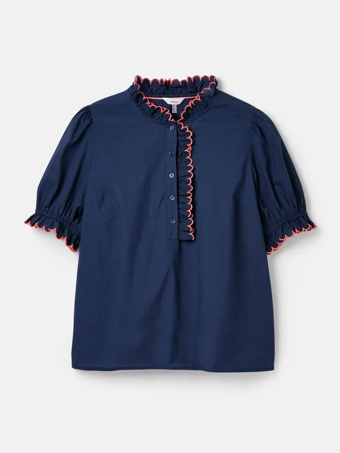 Joules Shirts and Blouses Women Navy Blue Scalloped Edge Blouse