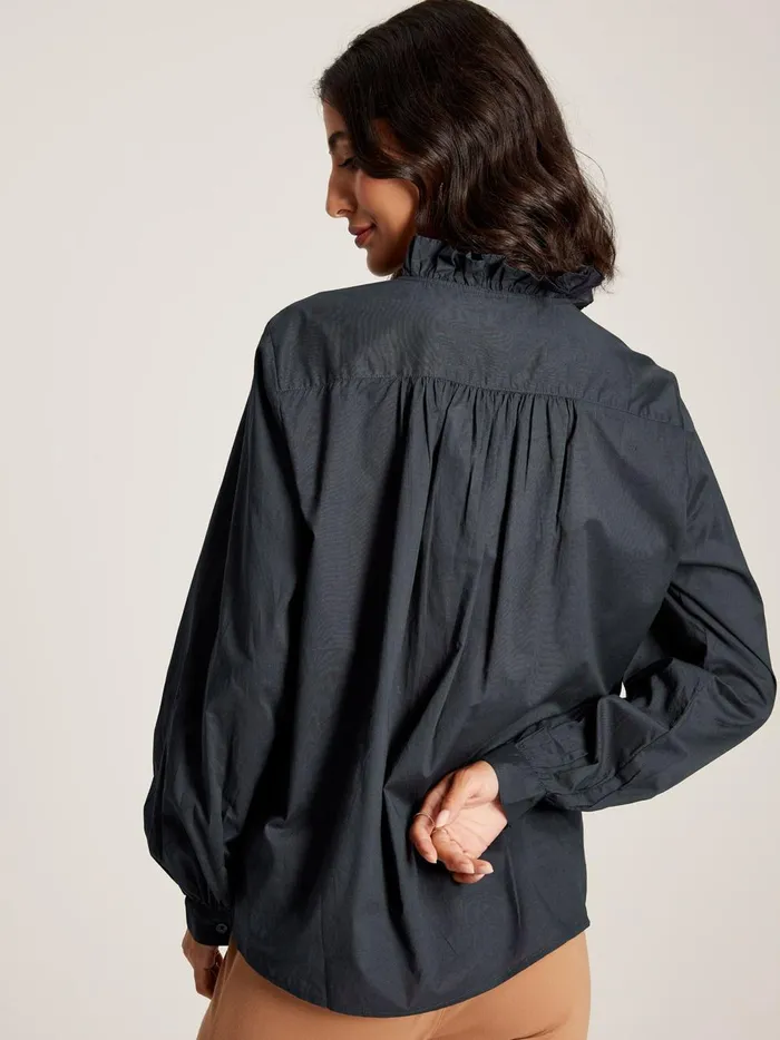 Joules Shirts and Blouses Women Navy Cotton Ruffle Blouse