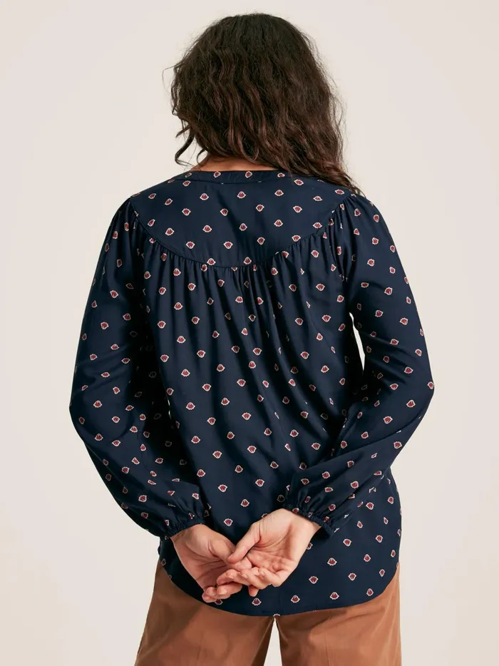 Joules Shirts and Blouses Women Navy Printed Balloon Sleeve Blouse