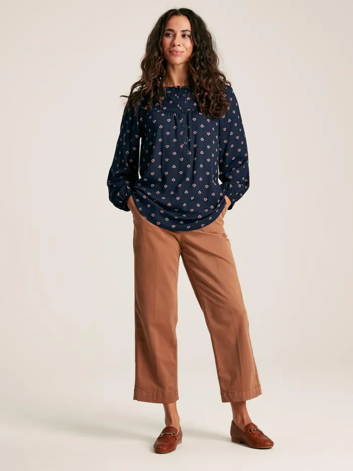Joules Shirts and Blouses Women Navy Printed Balloon Sleeve Blouse