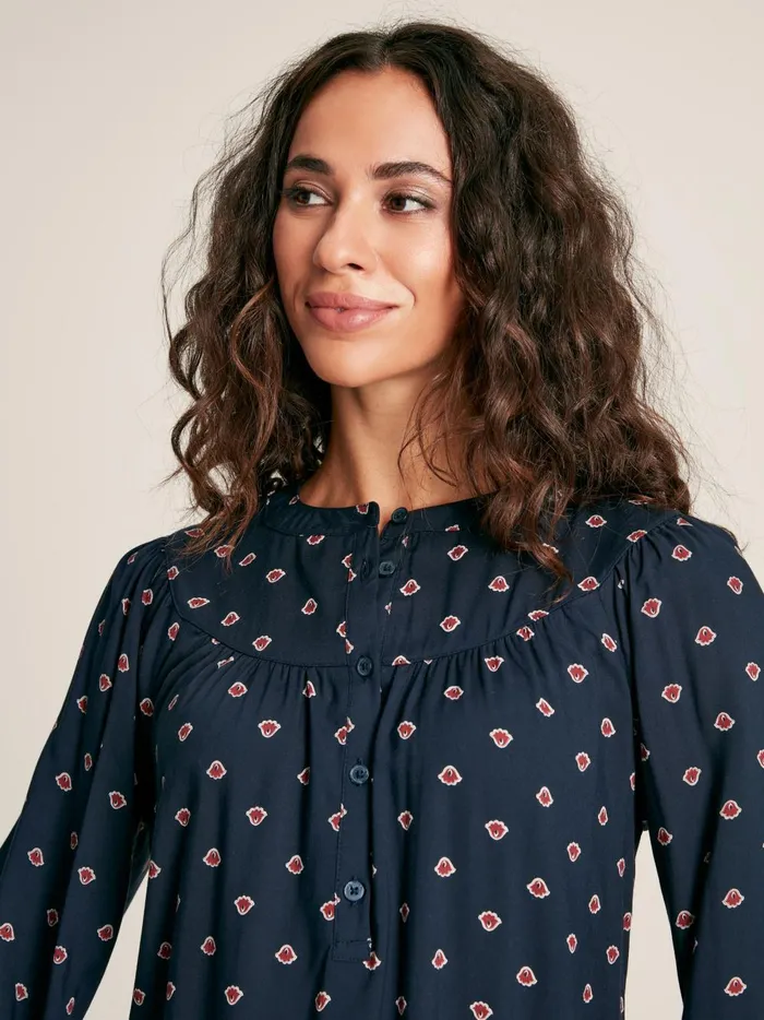 Joules Shirts and Blouses Women Navy Printed Balloon Sleeve Blouse