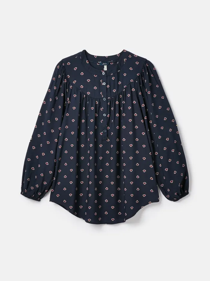 Joules Shirts and Blouses Women Navy Printed Balloon Sleeve Blouse