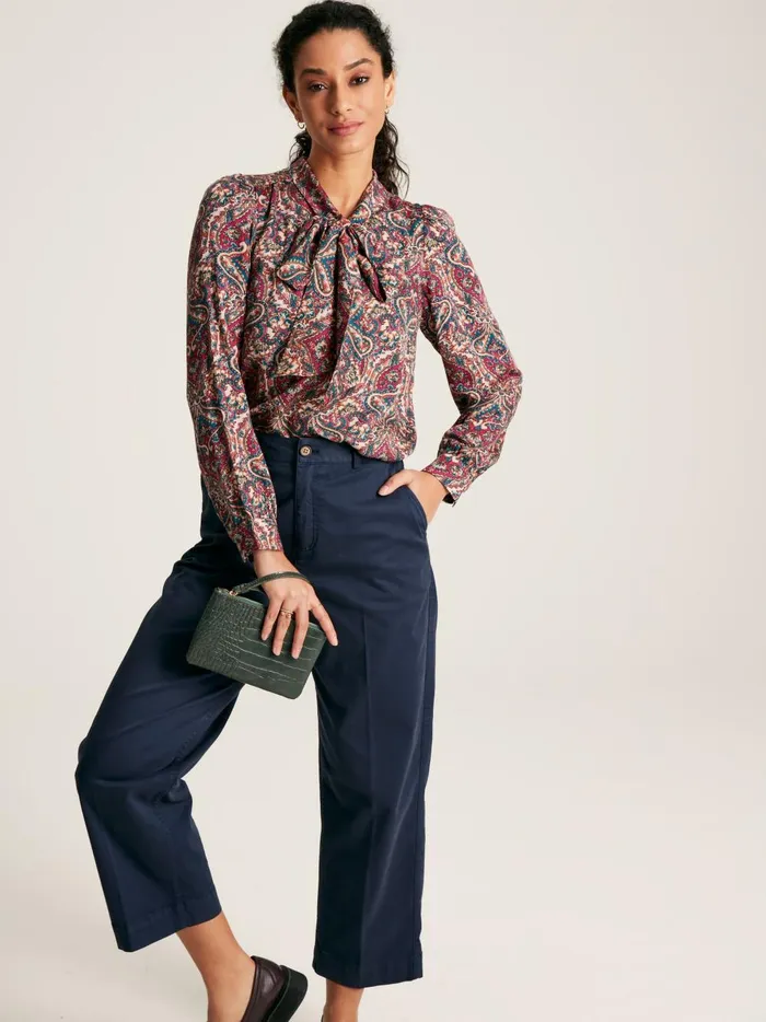 Joules Shirts and Blouses Women Pink Tie Neck Blouse