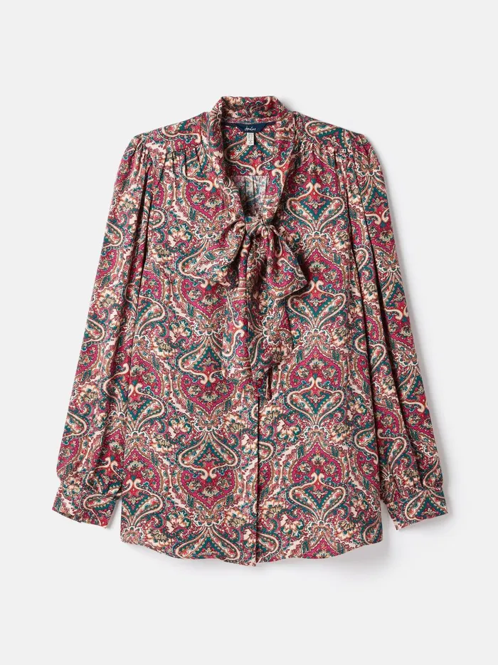 Joules Shirts and Blouses Women Pink Tie Neck Blouse