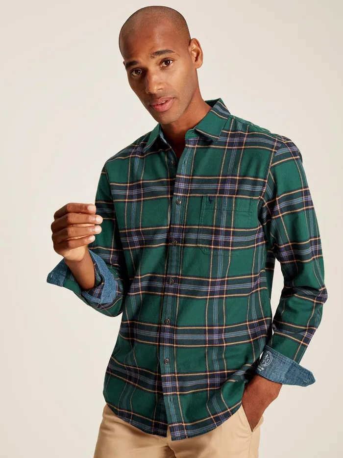 Joules Shirts Men Green Cotton Check Shirt