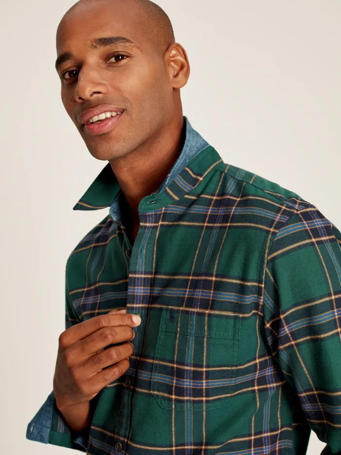 Joules Shirts Men Green Cotton Check Shirt