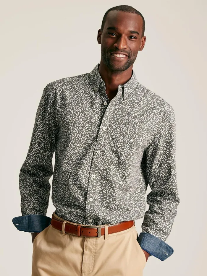 Joules Shirts Men Green Floral Cotton Shirt