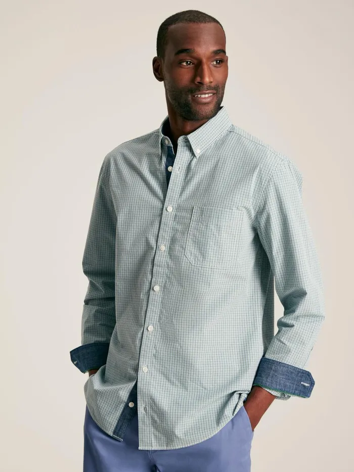 Joules Shirts Men Green Gingham Cotton Poplin Shirt
