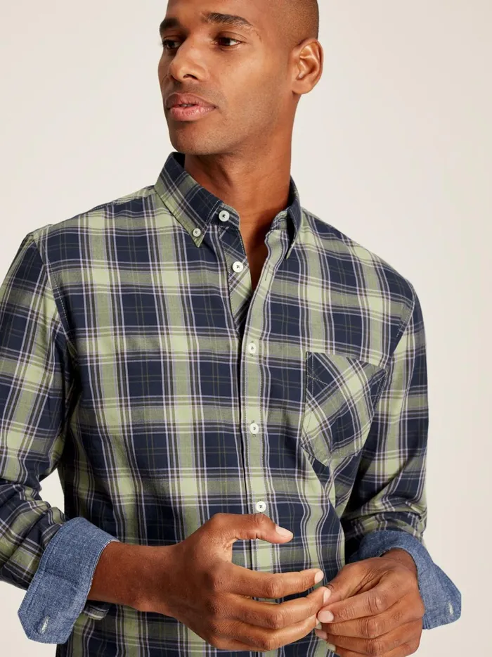 Joules Shirts Men Green Long Sleeve Cotton Poplin Shirt
