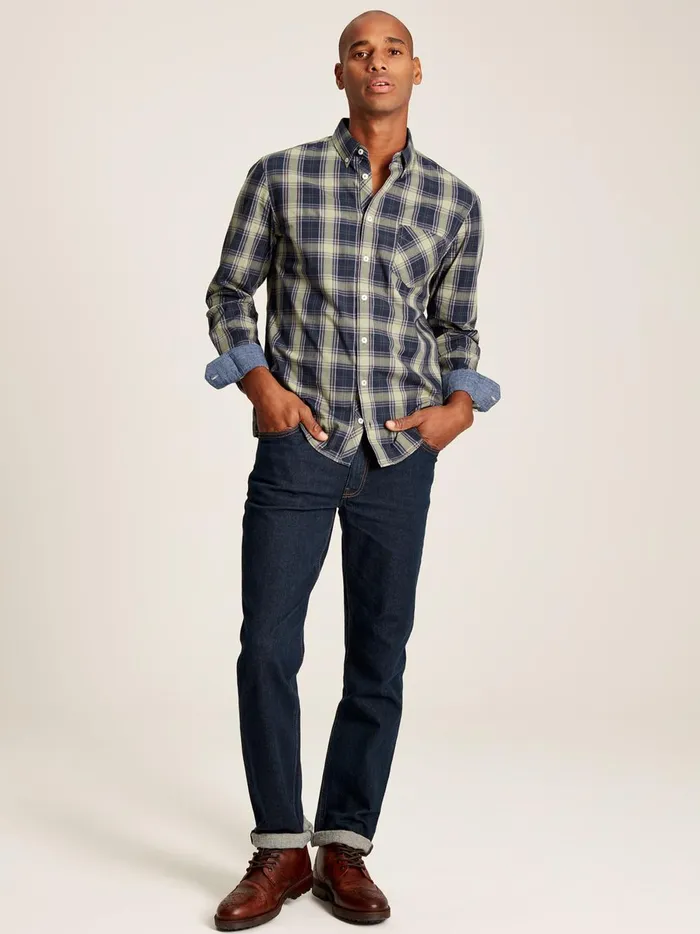 Joules Shirts Men Green Long Sleeve Cotton Poplin Shirt