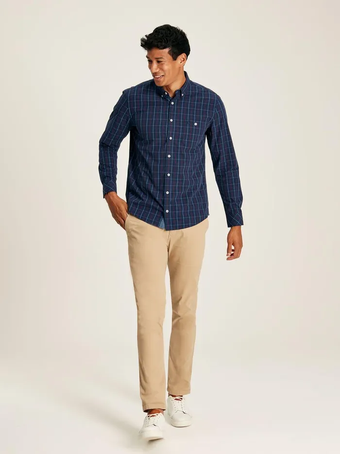 Joules Shirts Men Navy Gingham Cotton Poplin Shirt