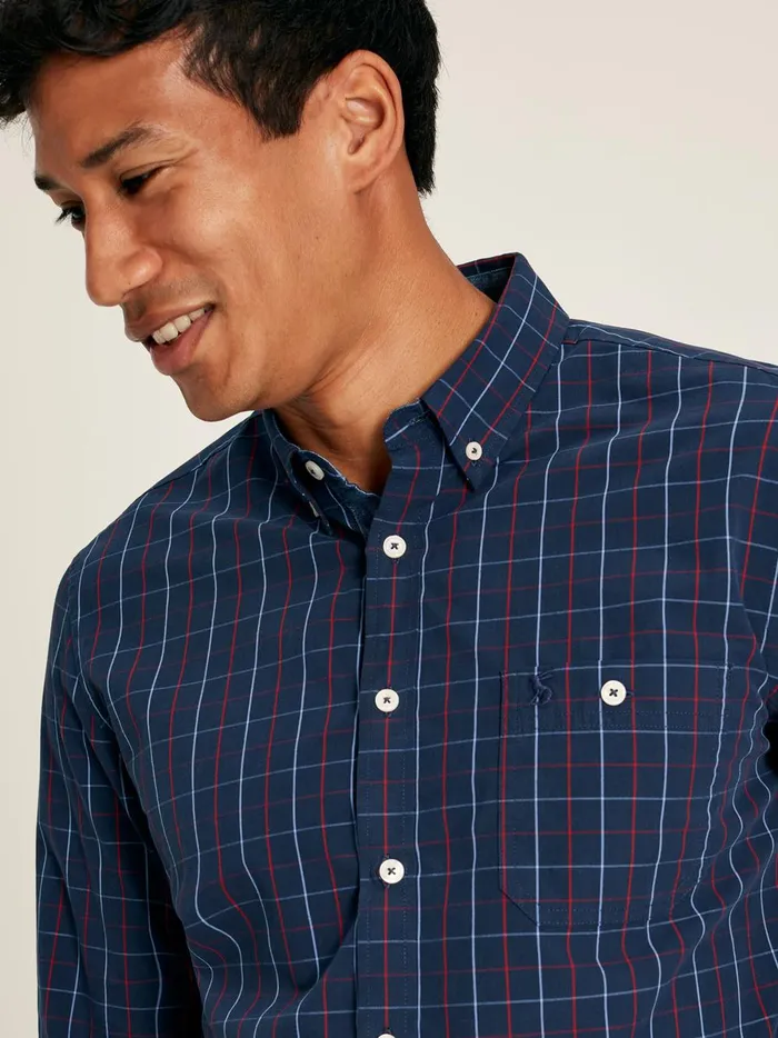 Joules Shirts Men Navy Gingham Cotton Poplin Shirt