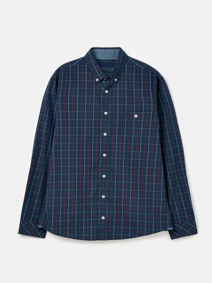 Joules Shirts Men Navy Gingham Cotton Poplin Shirt