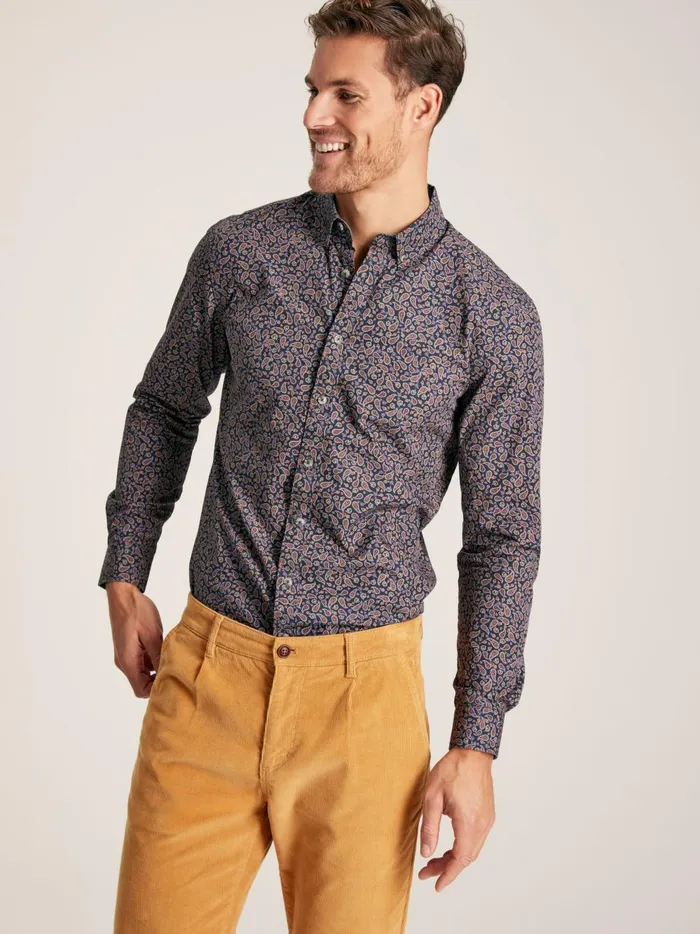 Joules Shirts Men Navy Paisley Cotton Shirt