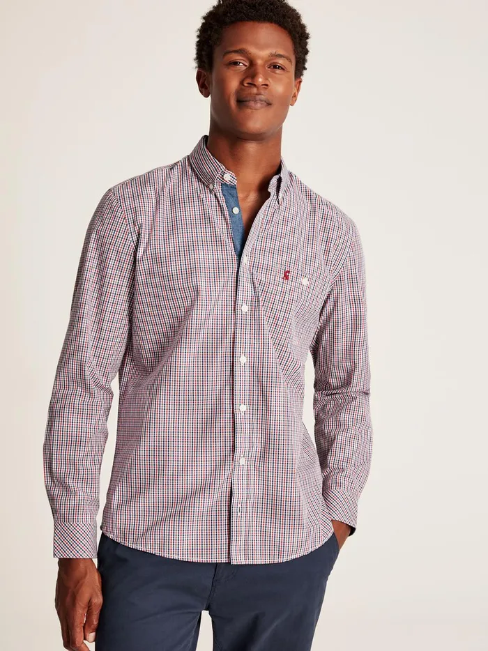 Joules Shirts Men NavyRed Gingham Classic Fit Poplin Shirt