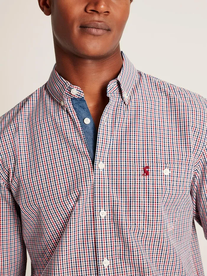 Joules Shirts Men NavyRed Gingham Classic Fit Poplin Shirt