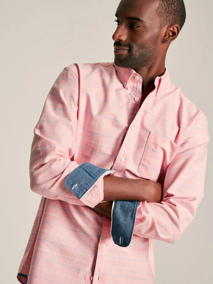 Joules Shirts Men Pink Cotton Check Shirt