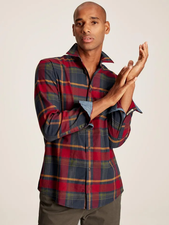 Joules Shirts Men Red Cotton Check Shirt