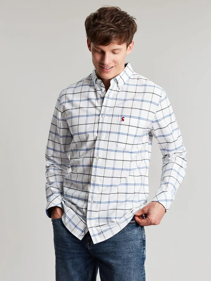 Joules Shirts Men WhiteBlue Cotton Check Shirt